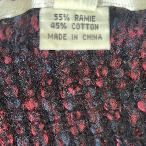 Anthropologie Curio Navy Blue & Maroon Purple Fringe  Cardigan Blazer - M - Picture 9 of 10